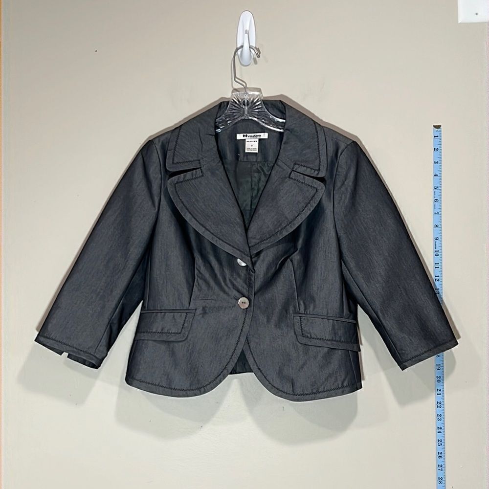 Beautiful Gray Dress Jacket By Nycard Collection. Size 10 Petite.